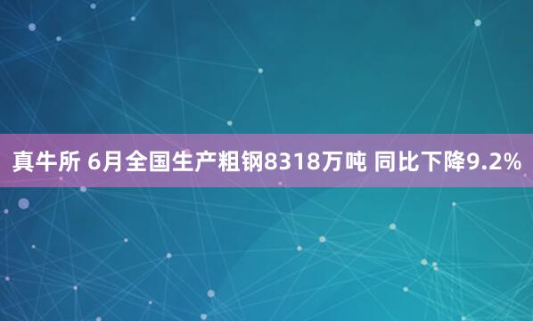 真牛所 6月全国生产粗钢8318万吨 同比下降9.2%